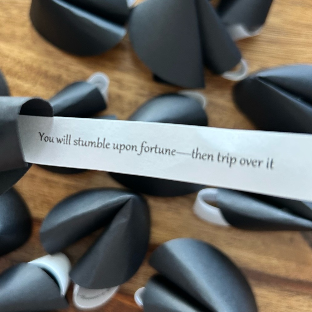 Black paper fortune cookies unfortunate favor party table decor gift minimalist